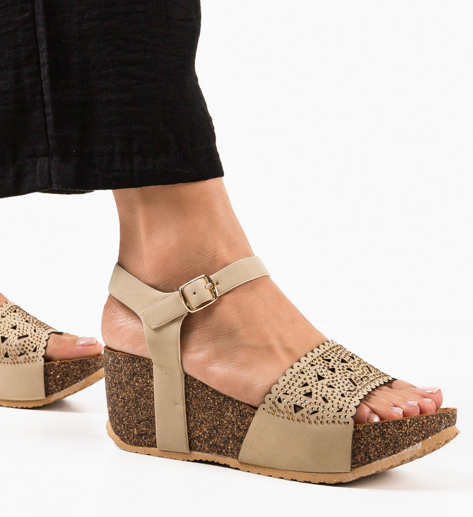 Platforme dama Tessa Khaki - 1 | YEO