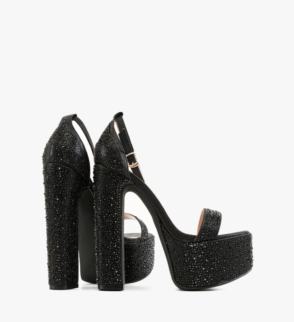 Sandale cu toc Courser Negre - 3 | YEO