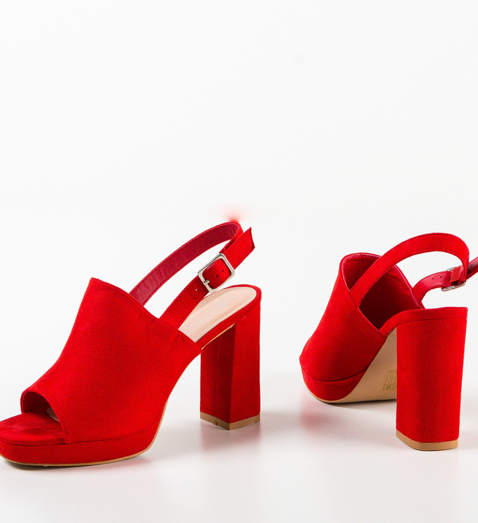 Poze Sandale cu toc Ibrahim Rosii depurtat.ro 