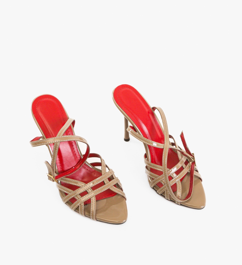 Sandale cu toc Mynny Khaki - 4 | YEO