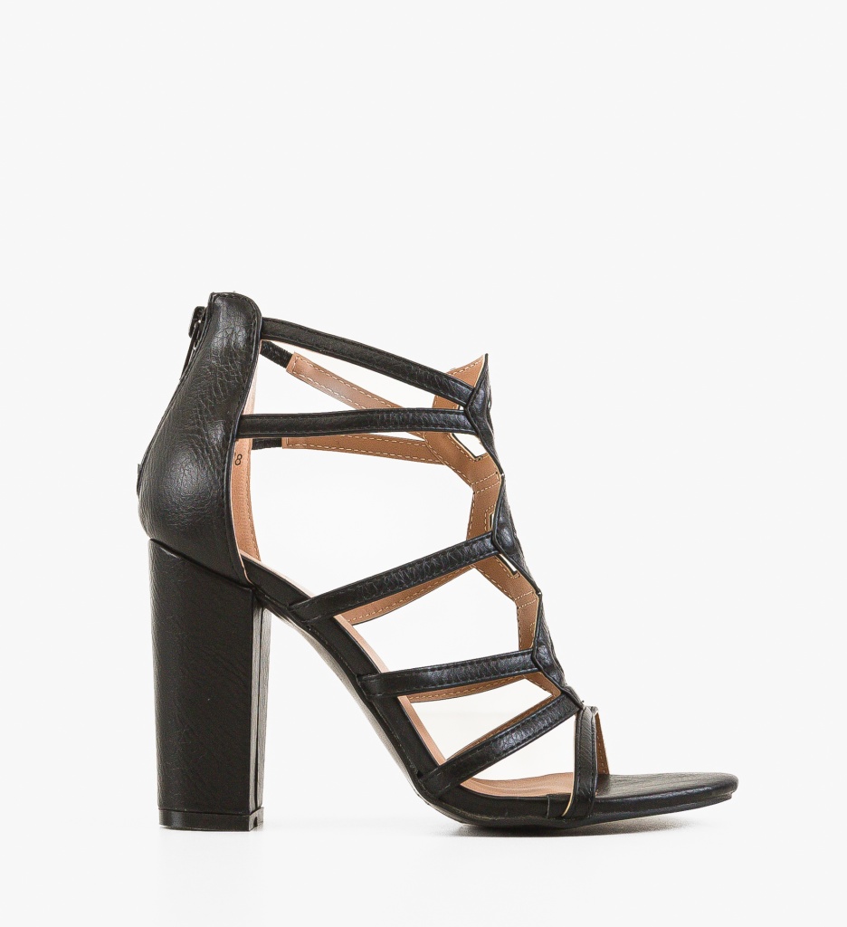Sandale cu toc Polly Negre - 5 | YEO