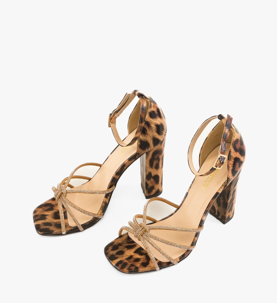Sandale cu toc Roxane Animal Print - 4 | YEO