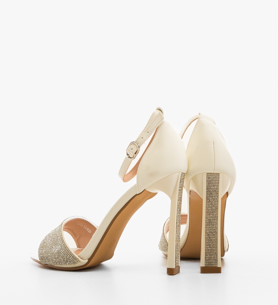 Sandale cu toc Valenta Albe - 3 | YEO