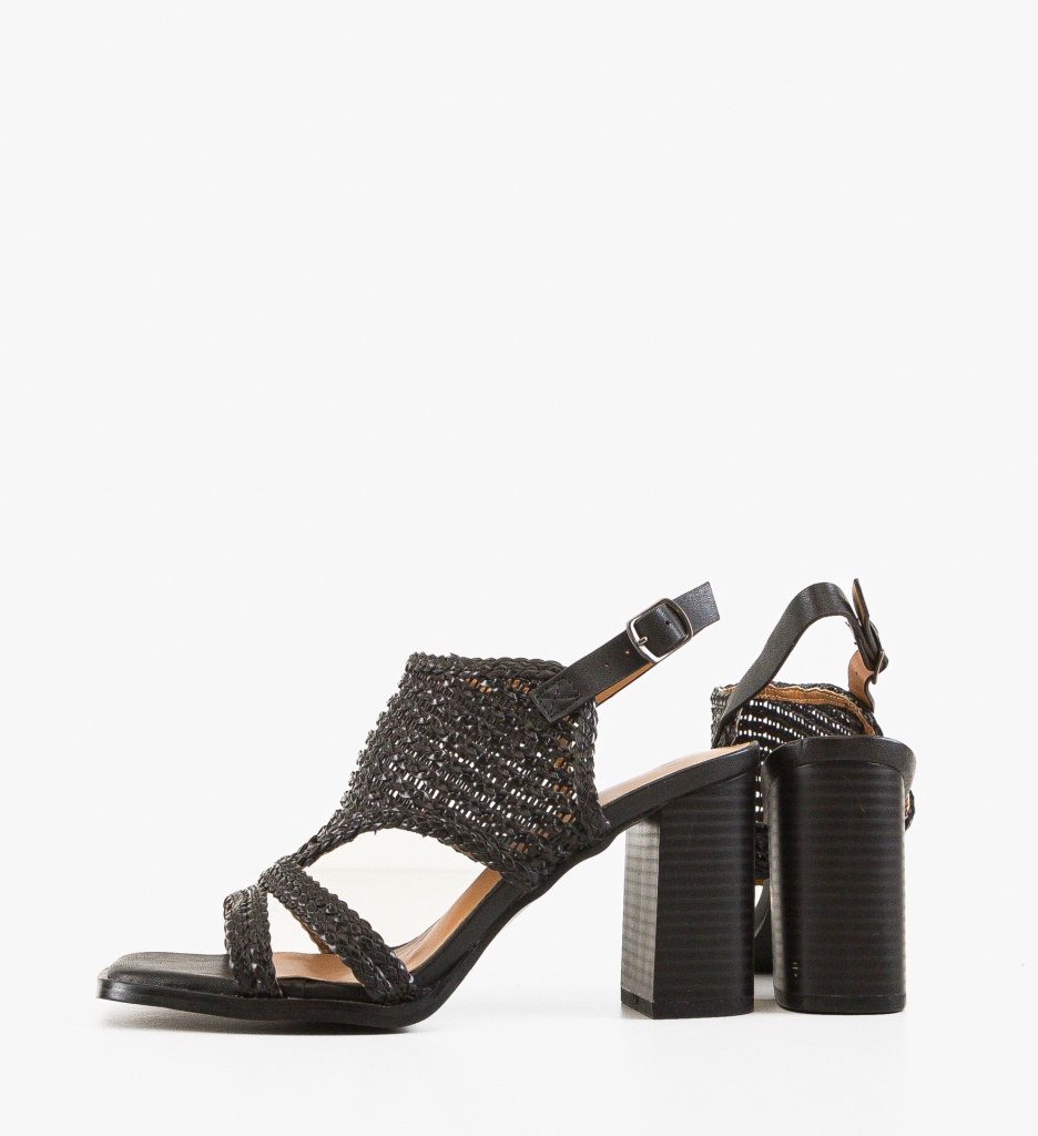 Sandale cu toc Zak Negre - 3 | YEO