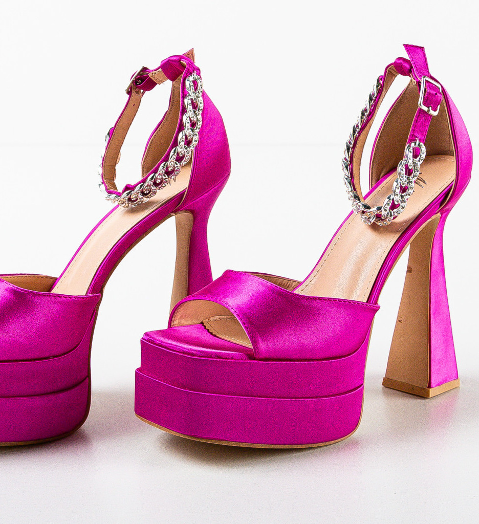 Sandale cu toc Zurema Fuchsia - 4 | YEO