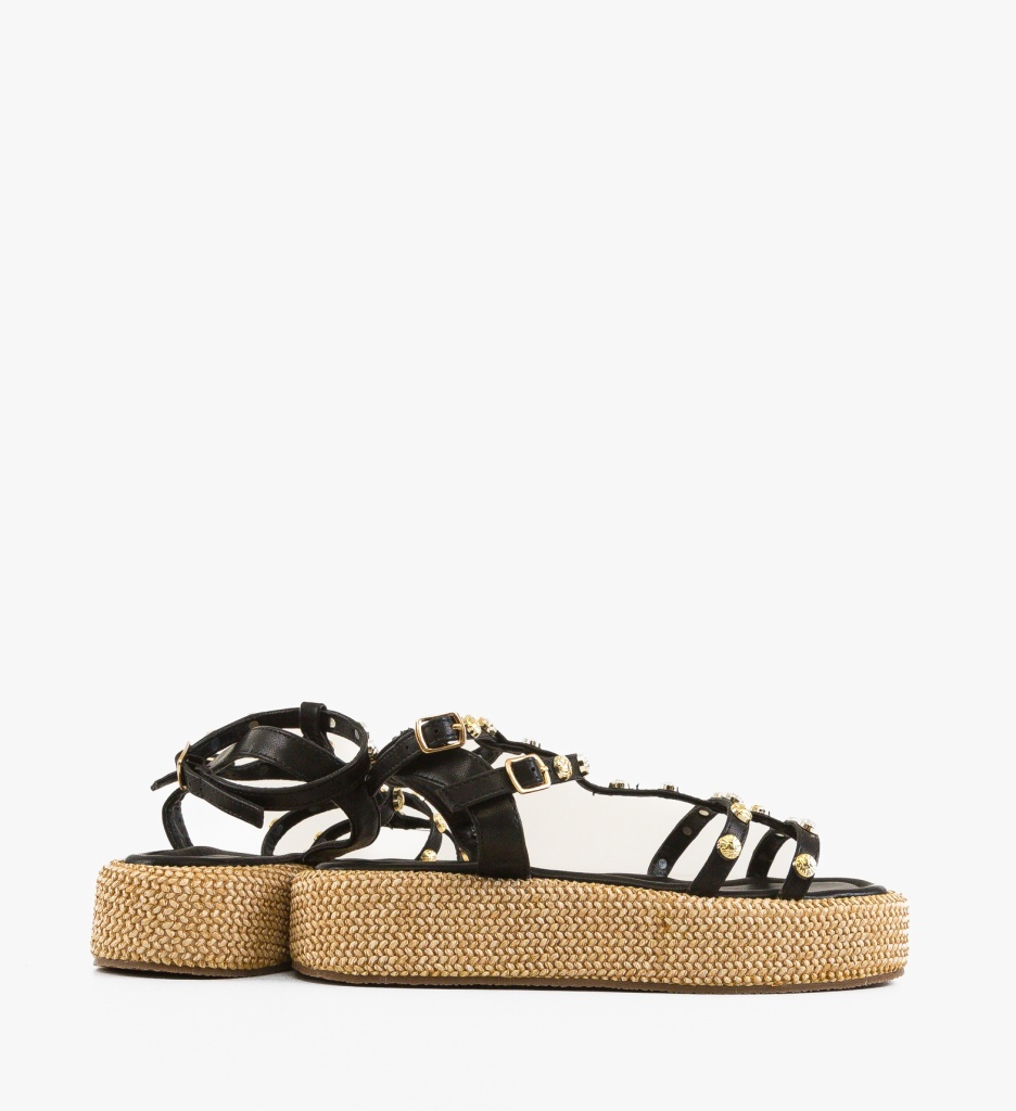 Sandale dama Straw Negre - 3 | YEO