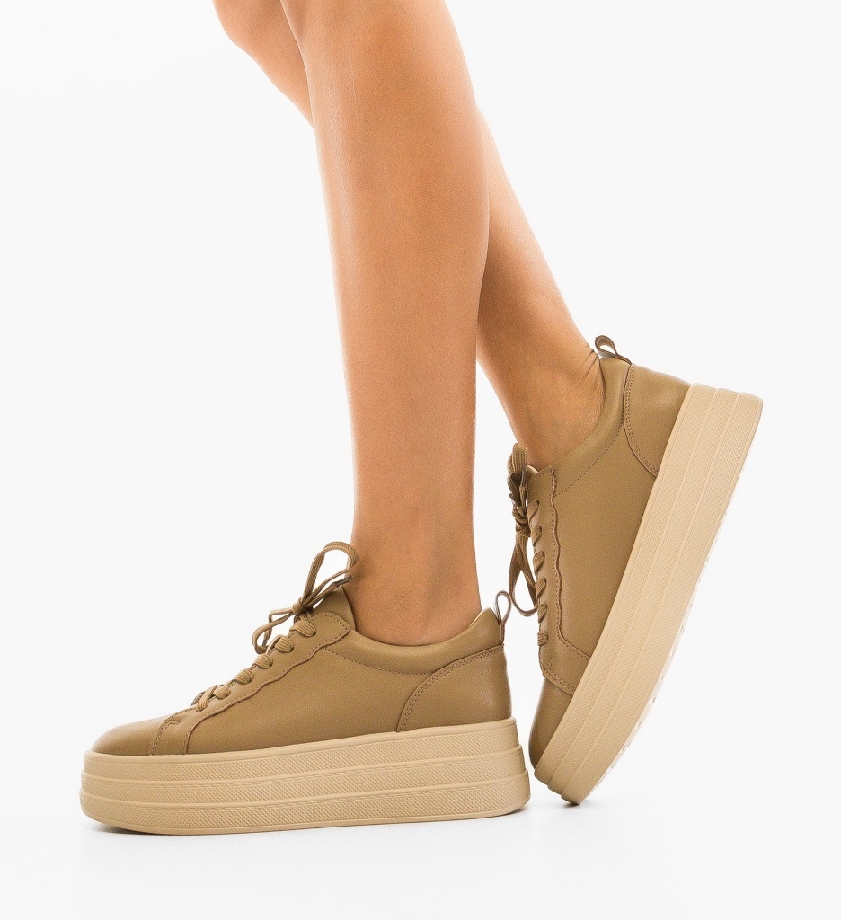 Sneakers dama Praka Bej - 3 | YEO