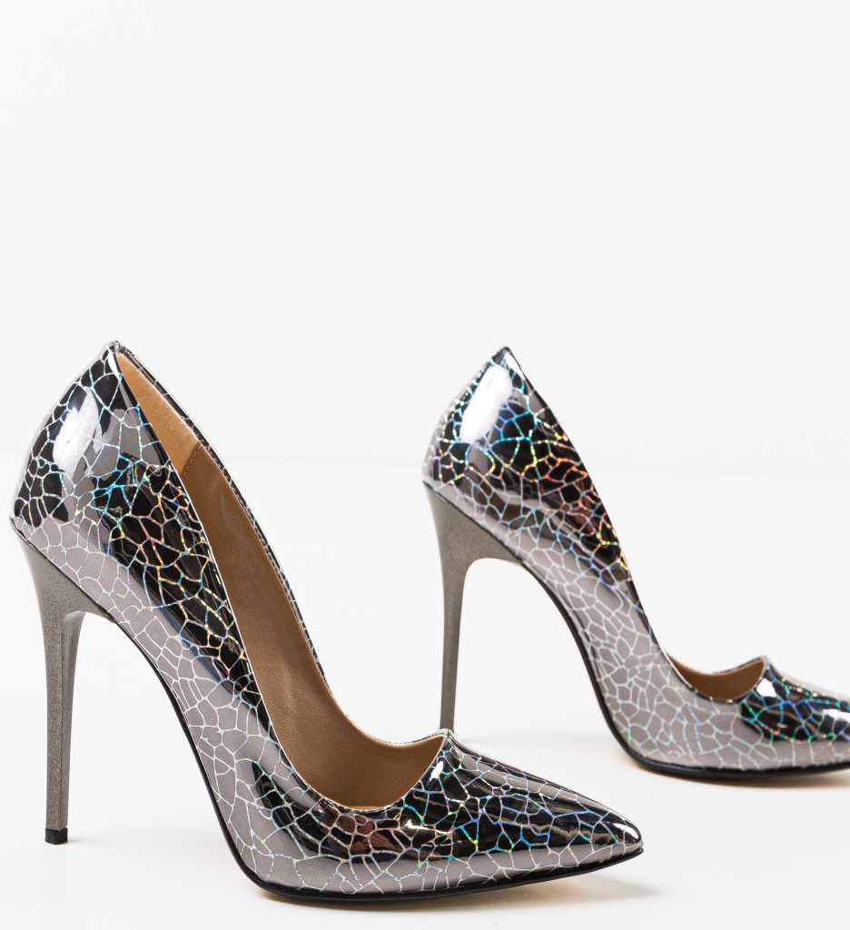 Pantofi cu toc Spekalis Gri - 5 | YEO