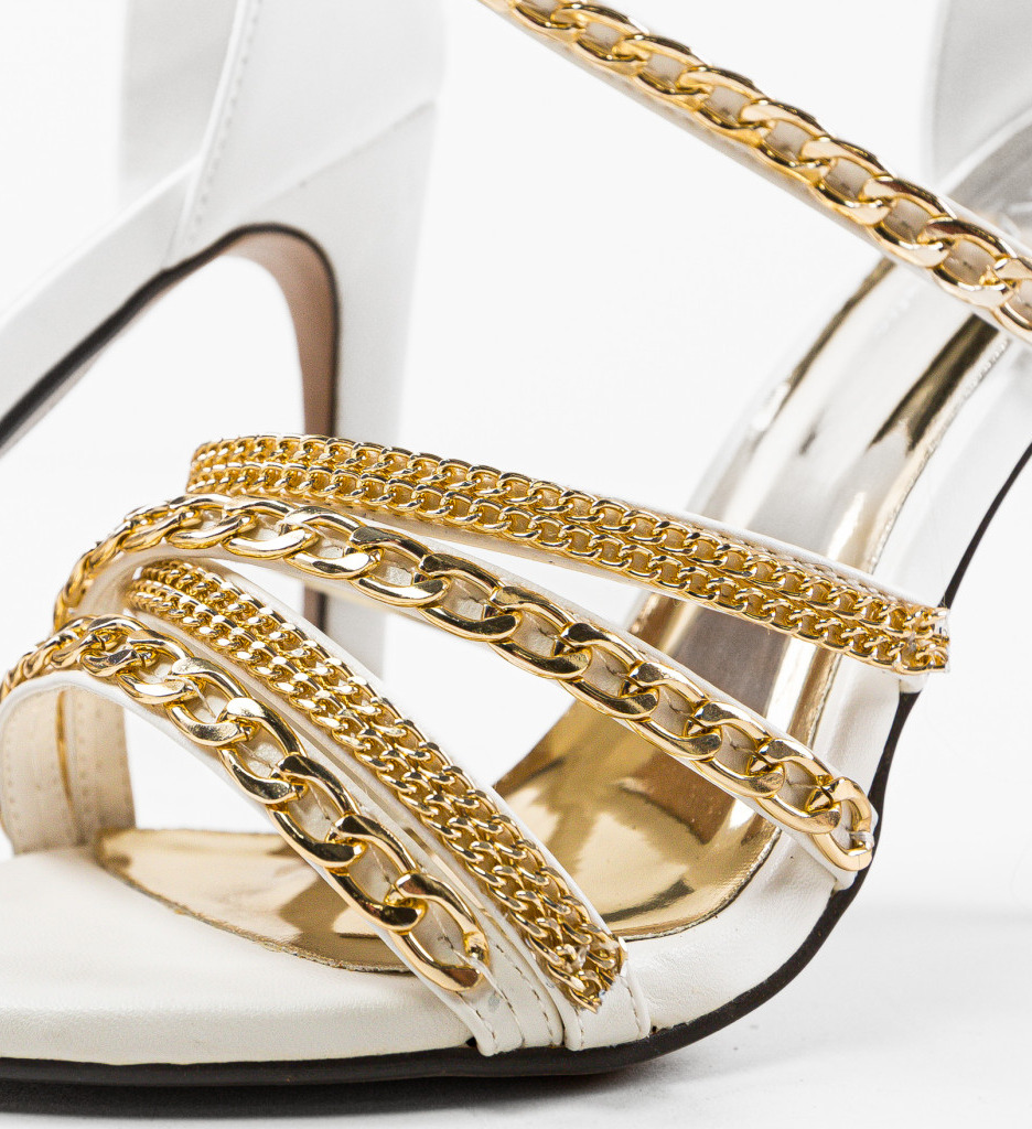 Poze Sandale cu toc Boadicea Albe depurtat.ro 