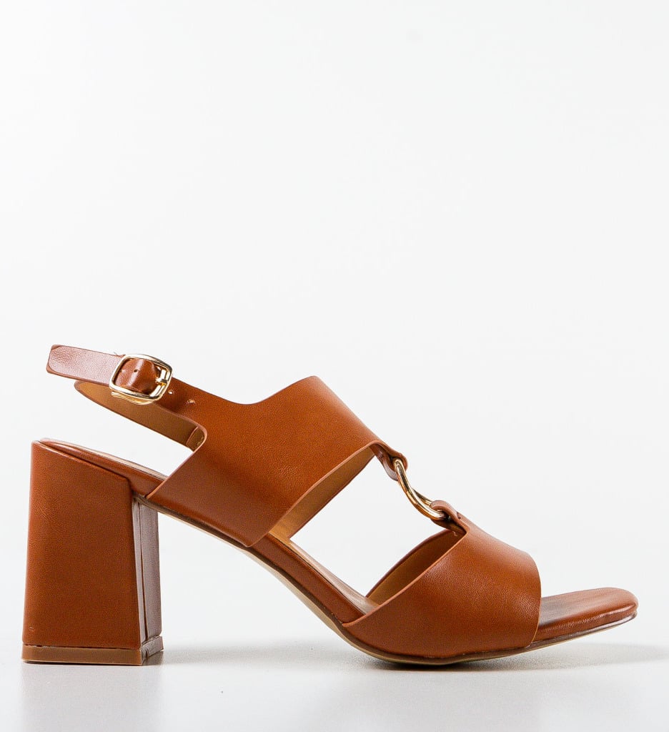 Sandale cu toc Cline Camel - 4 | YEO