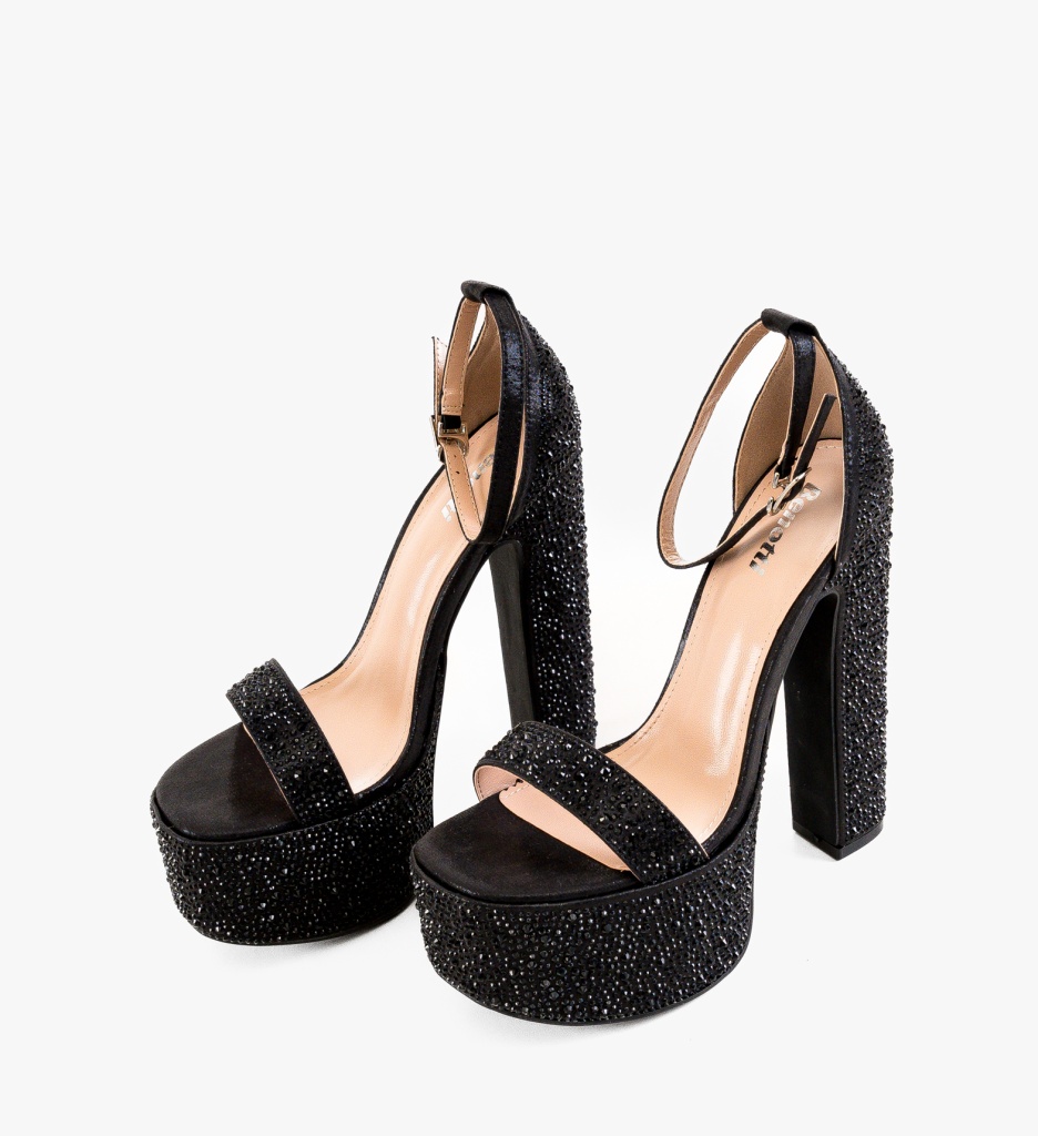 Sandale cu toc Courser Negre - 4 | YEO