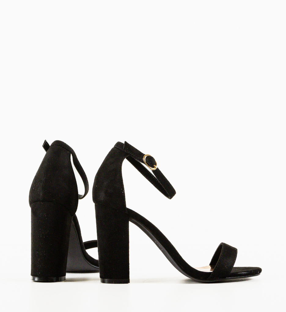 Sandale cu toc Farf Negre - 5 | YEO