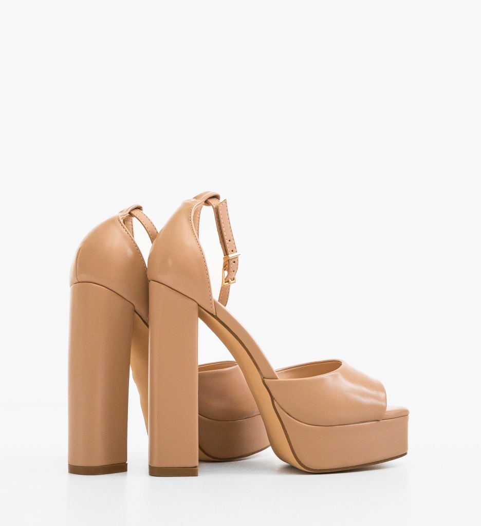 Sandale cu toc Flora Nude - 2 | YEO