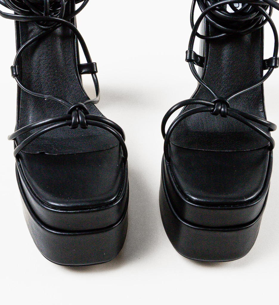 Poze Sandale cu toc French Negre depurtat.ro 