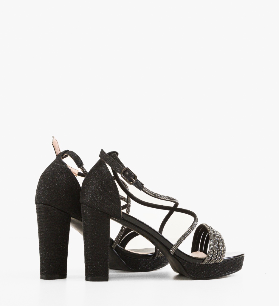 Sandale cu toc Hana Negre - 1 | YEO