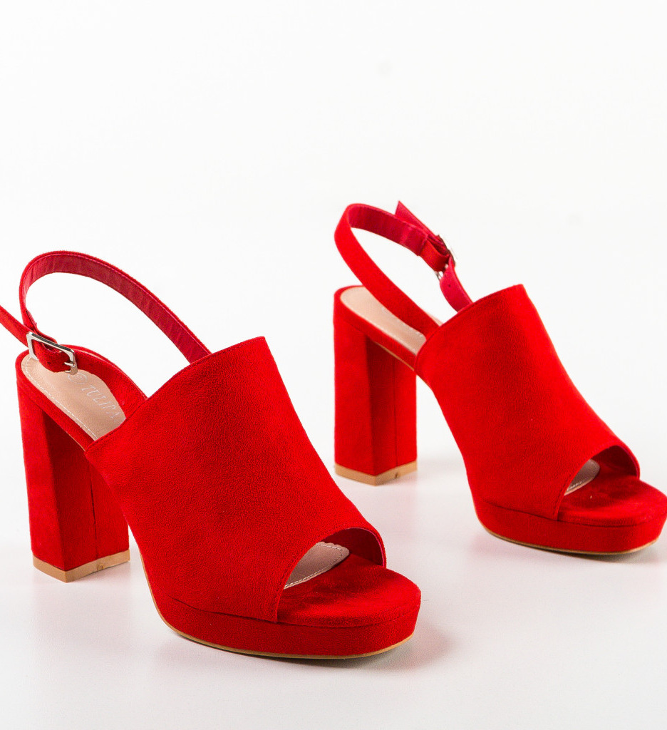 Poze Sandale cu toc Ibrahim Rosii depurtat.ro 