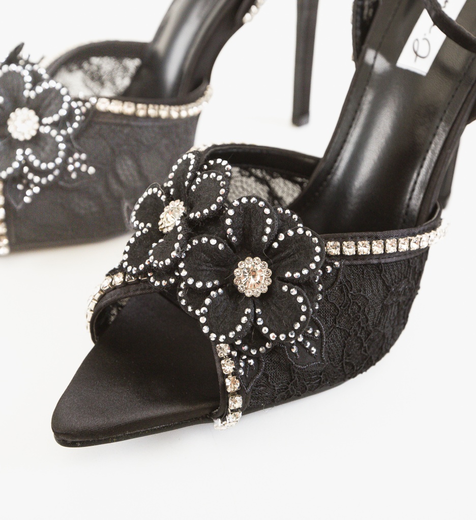 Sandale cu toc Kurtis Negre - 4 | YEO