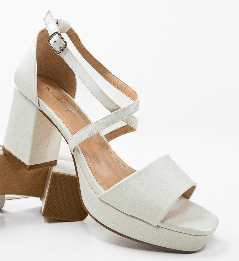 Poze Sandale cu toc Lara Albe depurtat.ro 