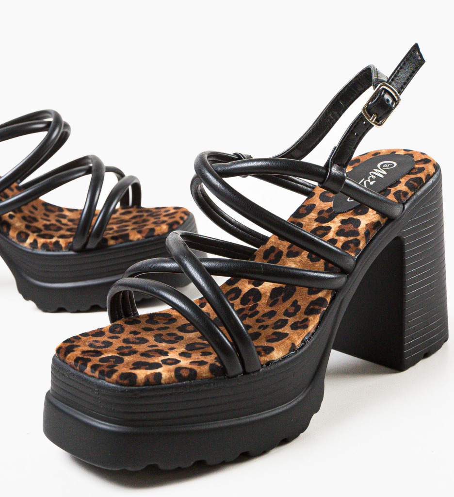 Poze Sandale cu toc Rarab Negre depurtat.ro 