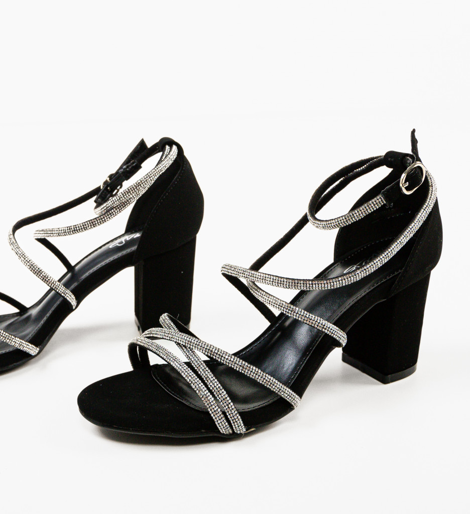 Poze Sandale cu toc Ziles Negre depurtat.ro 