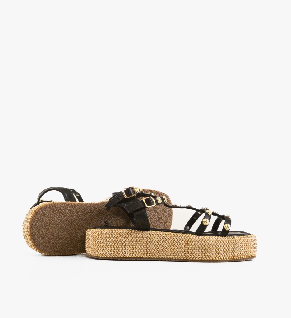 Sandale dama Straw Negre - 4 | YEO