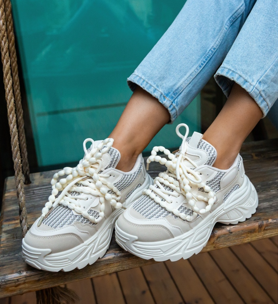Sneakers dama Lyud Bej - 3 | YEO