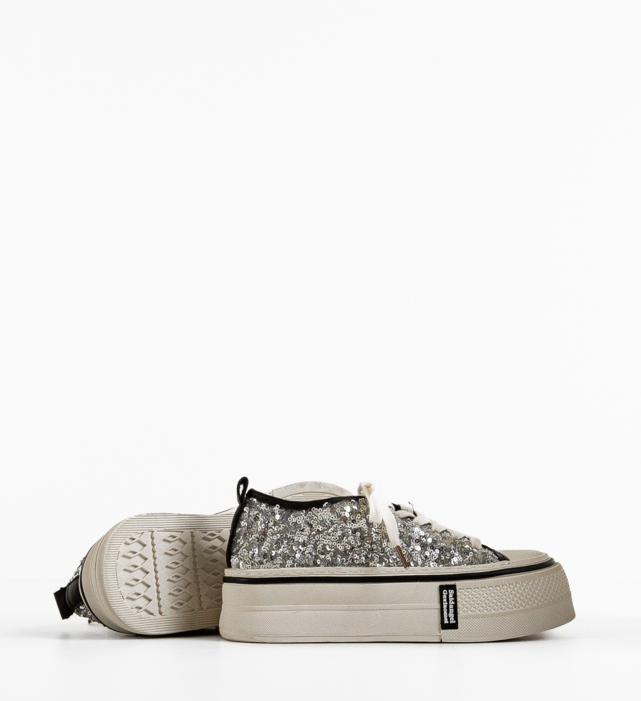 Sneakers dama Paiety Argintii - 4 | YEO