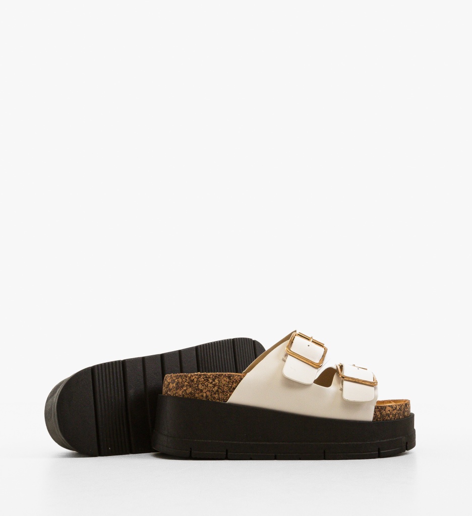 Papuci dama Olive Albi - 1 | YEO