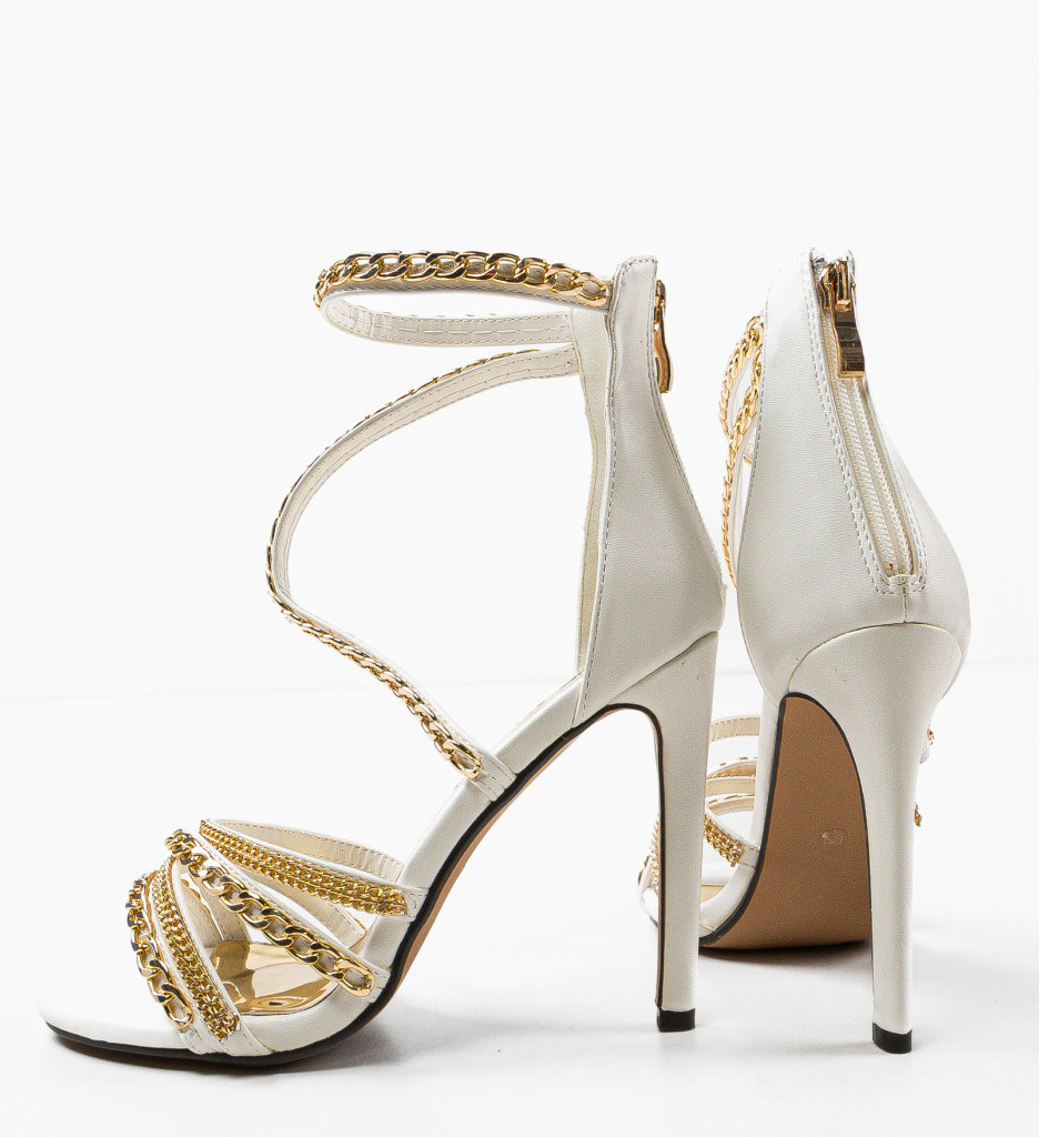 Poze Sandale cu toc Boadicea Albe depurtat.ro 