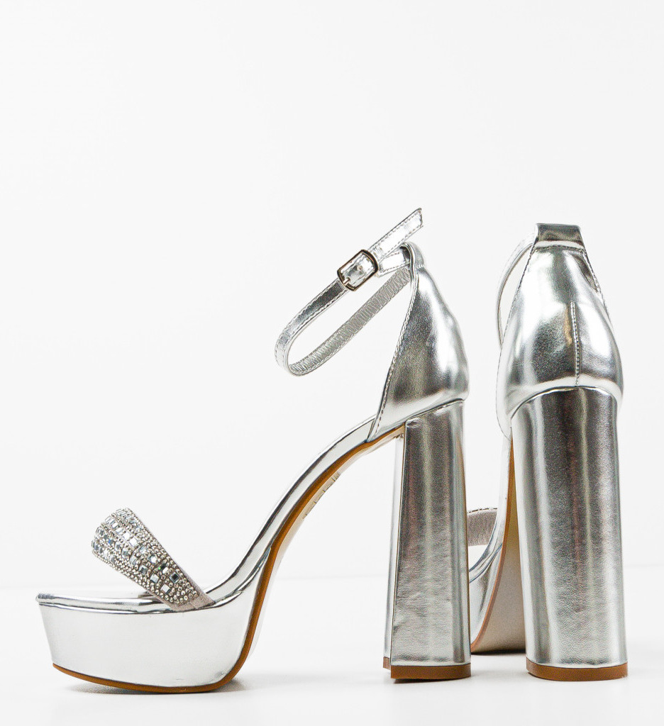 Poze Sandale cu toc Christel Argintii depurtat.ro 