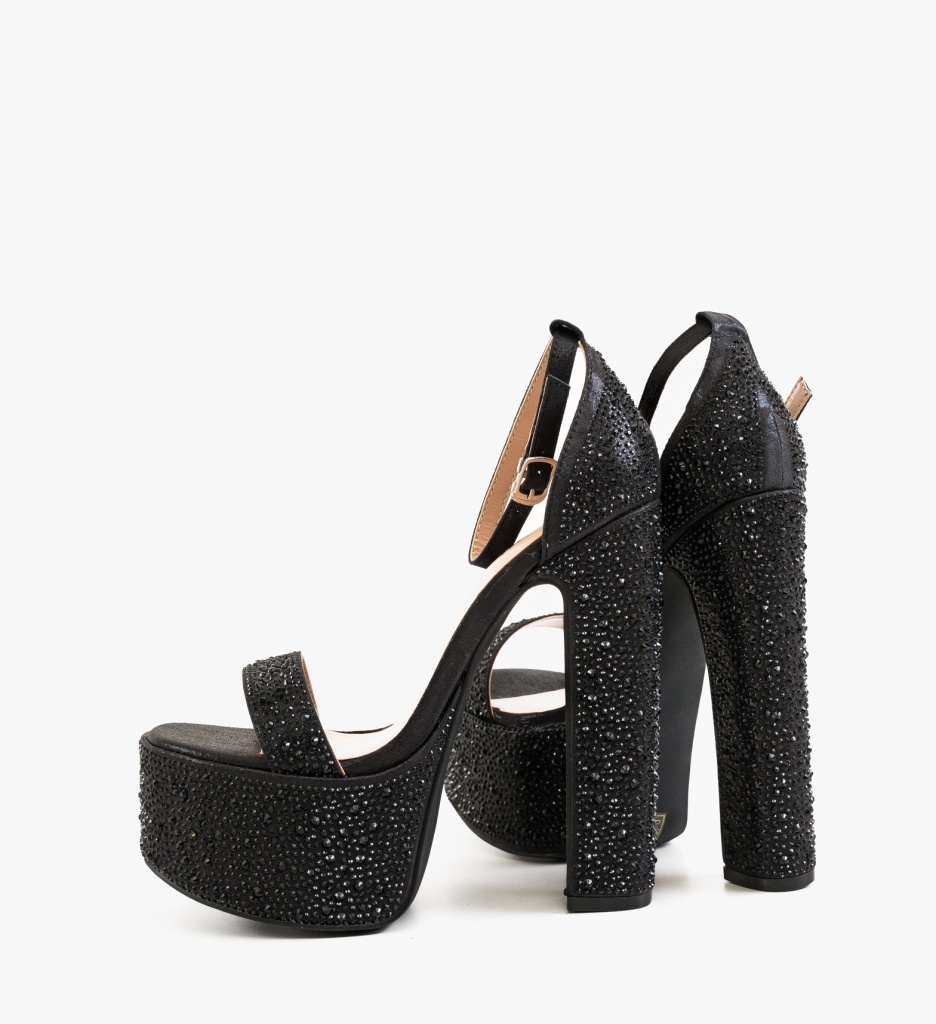 Sandale cu toc Courser Negre - 5 | YEO