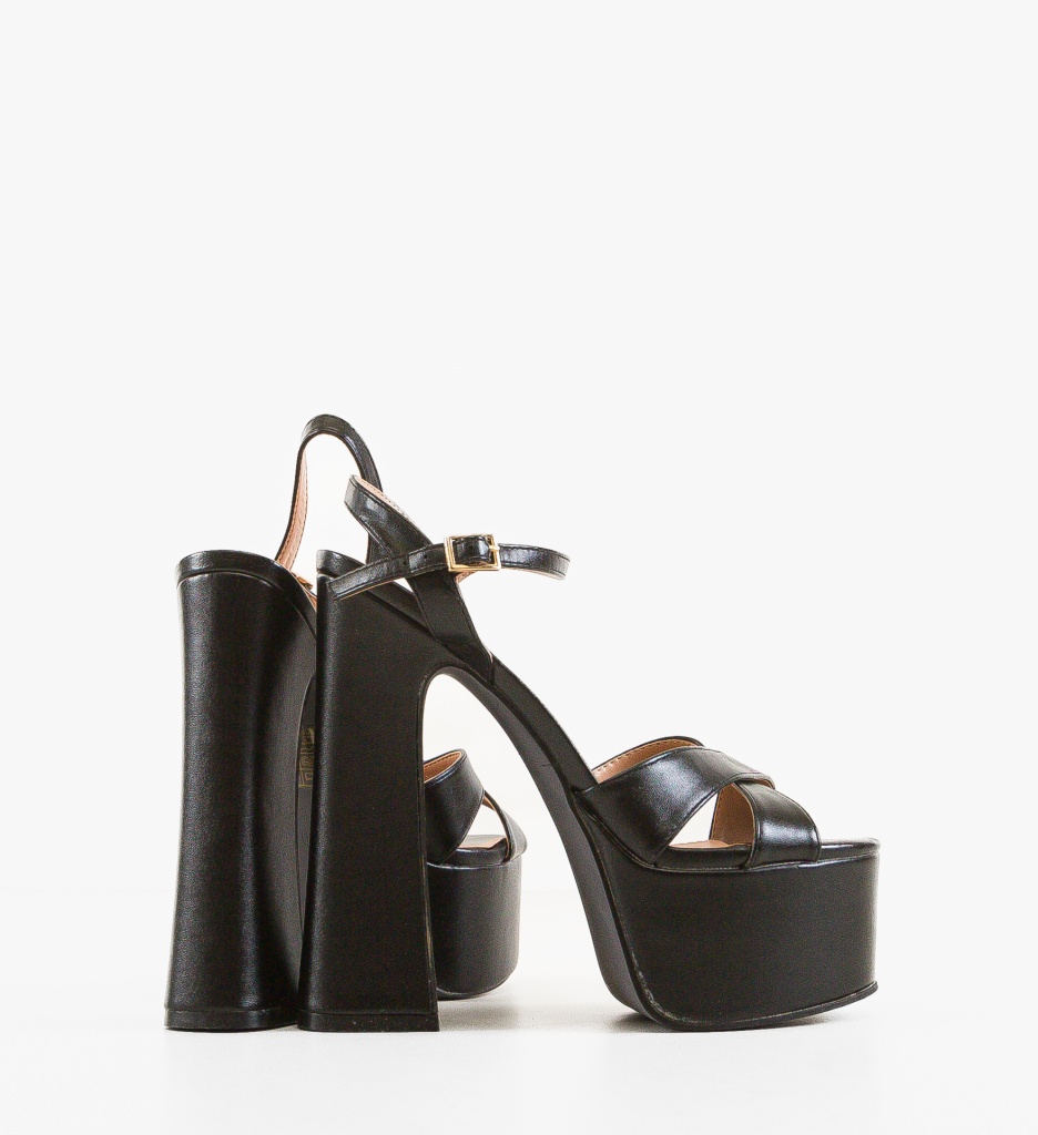 Sandale cu toc Donna Negre - 2 | YEO