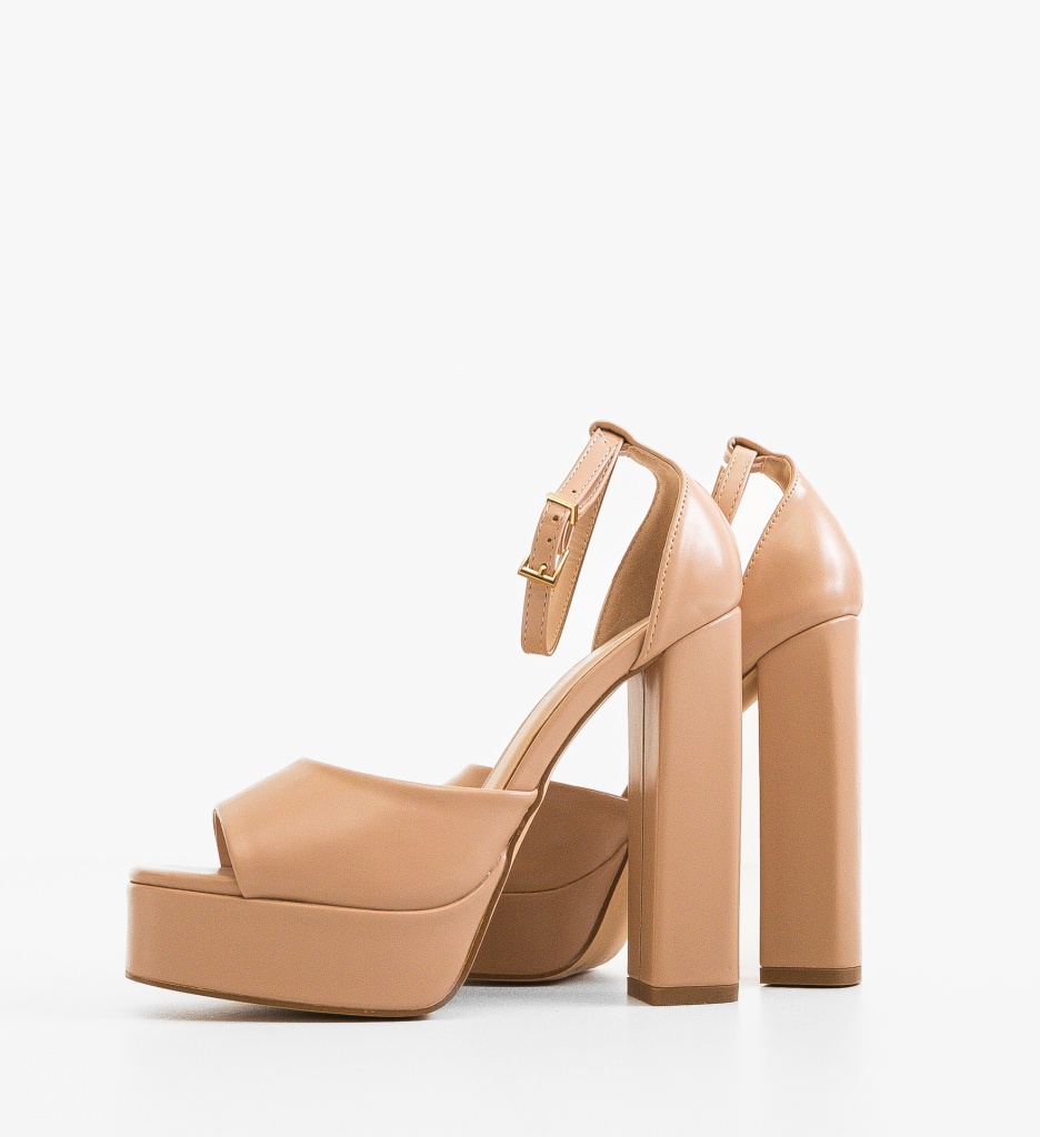Sandale cu toc Flora Nude - 3 | YEO