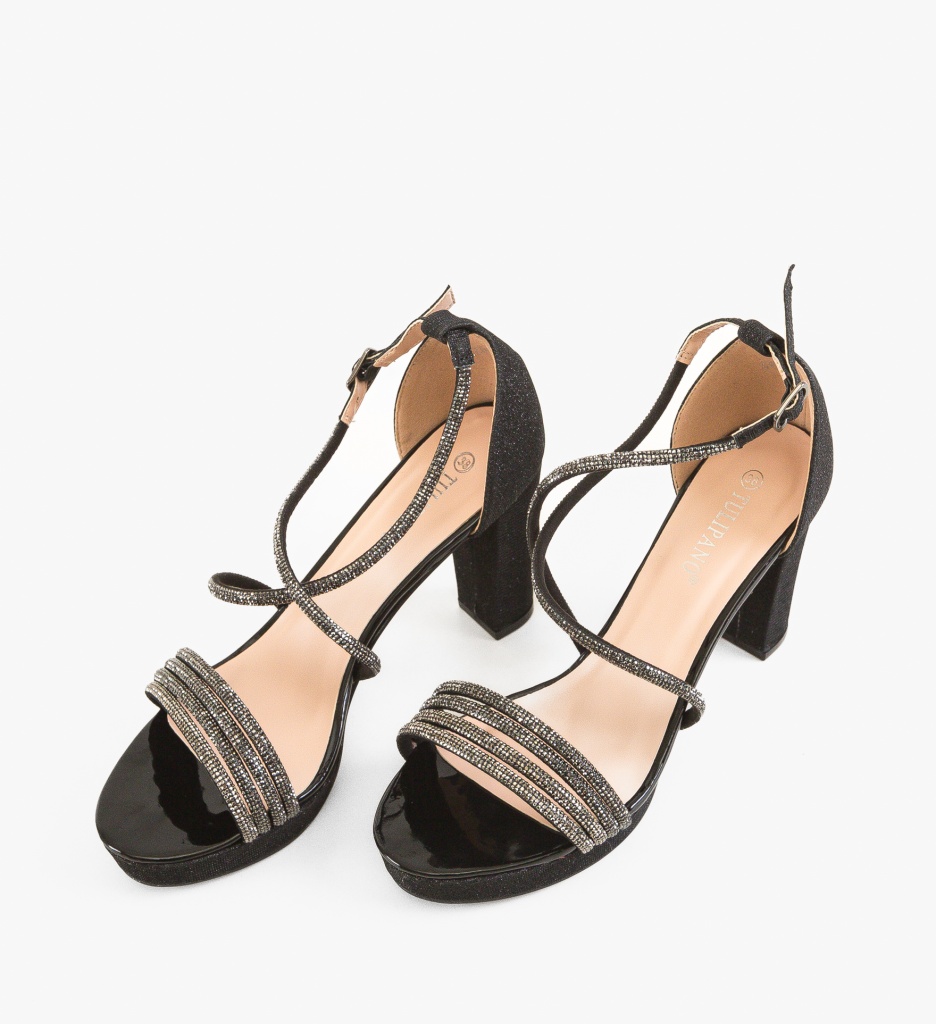 Sandale cu toc Hana Negre - 2 | YEO