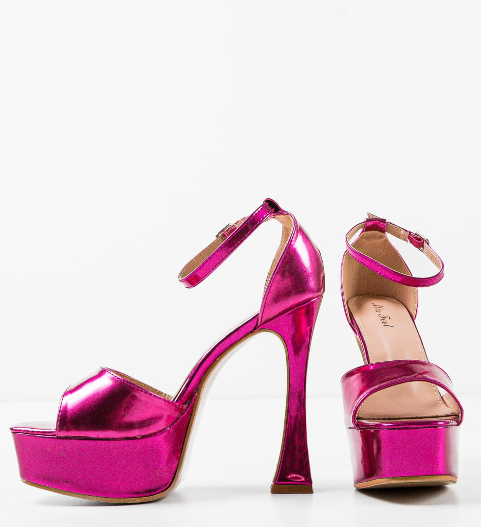 Sandale cu toc Lucero Fuchsia - 4 | YEO