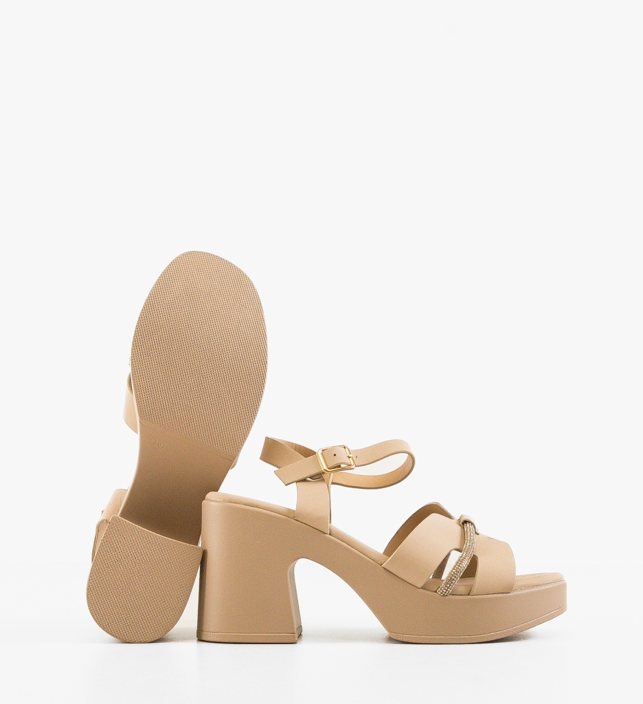 Sandale cu toc Mariko Khaki - 3 | YEO