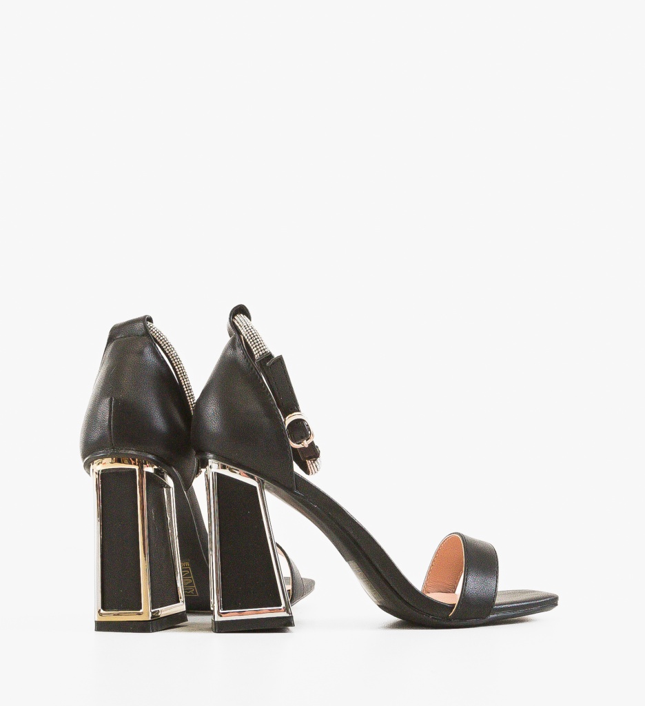 Sandale cu toc Sapphire Negre - 2 | YEO