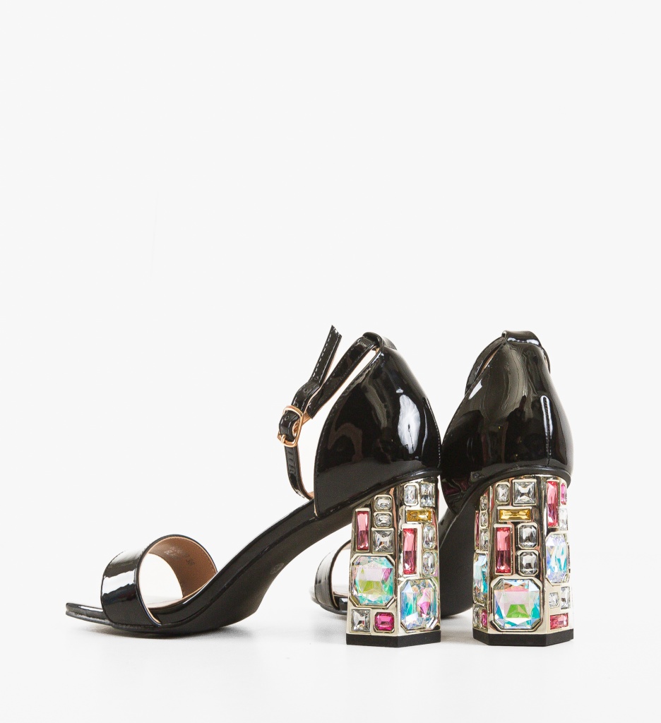 Sandale cu toc Saunde Negre - 4 | YEO