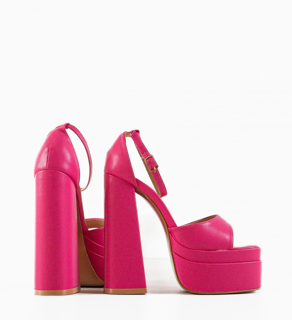 Sandale cu toc Tatenda Fuchsia - 5 | YEO