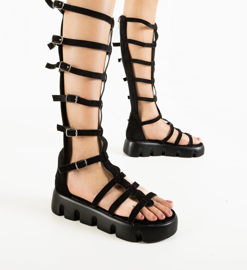 Sandale dama Gladiator Negre - 1 | YEO