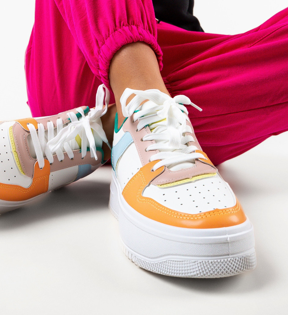 Sneakers dama Morton Portocalii