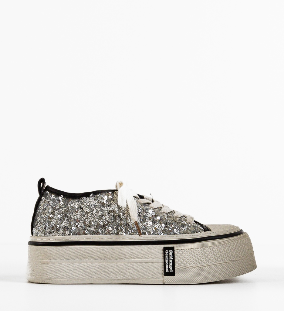 Sneakers dama Paiety Argintii - 5 | YEO