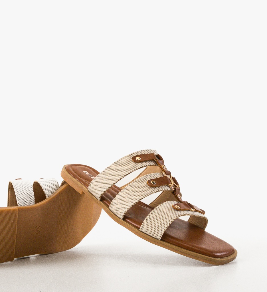 Papuci dama Persik Camel - 5 | YEO