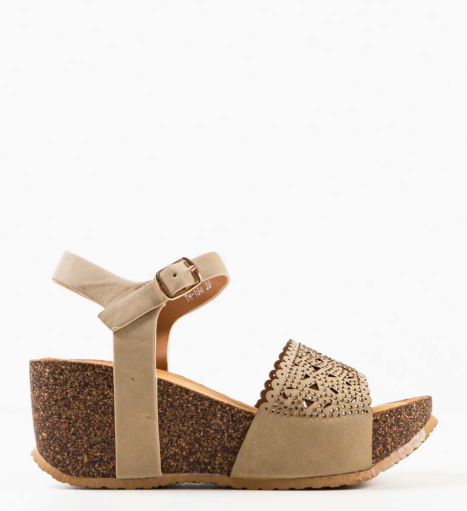 Platforme dama Tessa Khaki - 3 | YEO