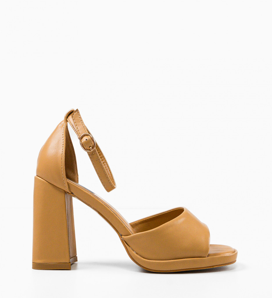 Sandale cu toc Apolon Camel - 2 | YEO