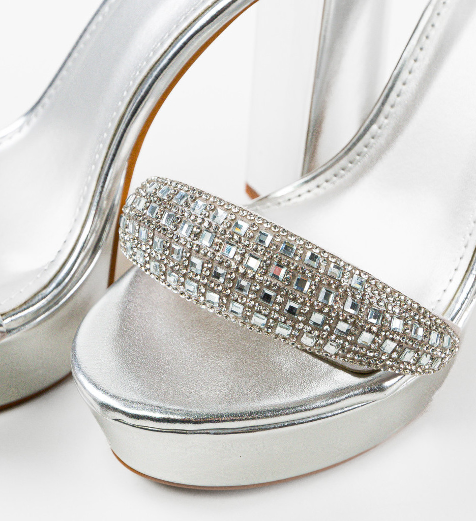 Poze Sandale cu toc Christel Argintii depurtat.ro 