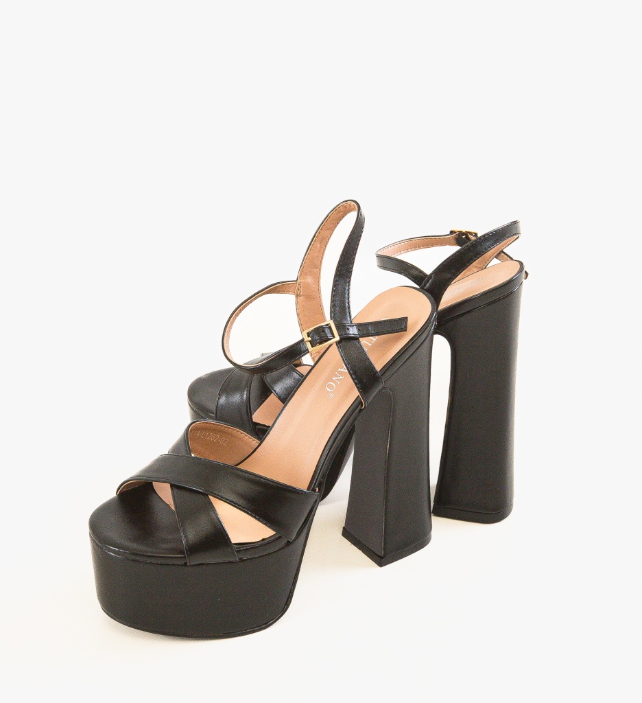 Sandale cu toc Donna Negre - 3 | YEO