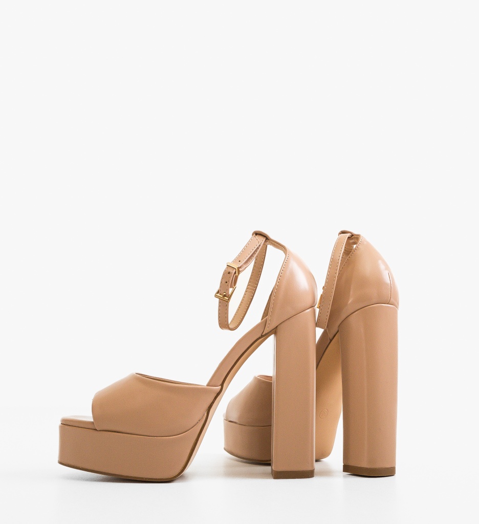 Sandale cu toc Flora Nude - 4 | YEO