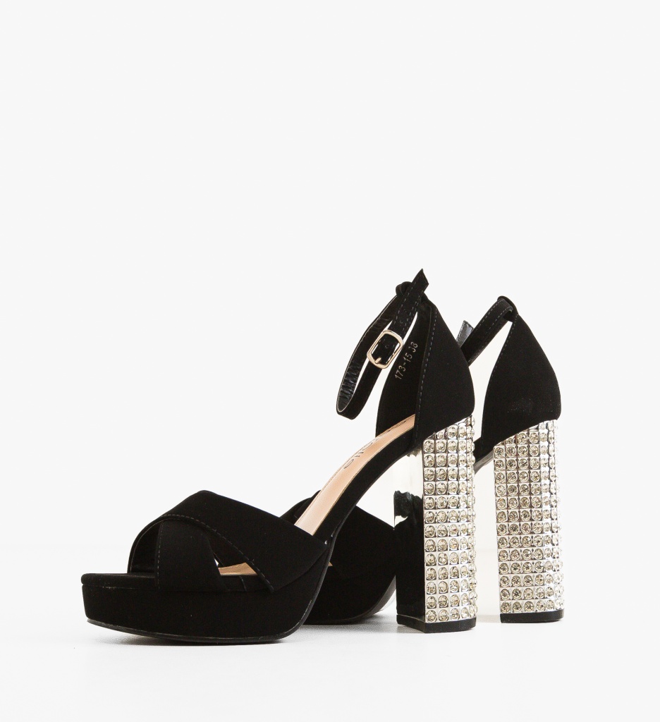 Sandale cu toc Hanse Negre - 3 | YEO
