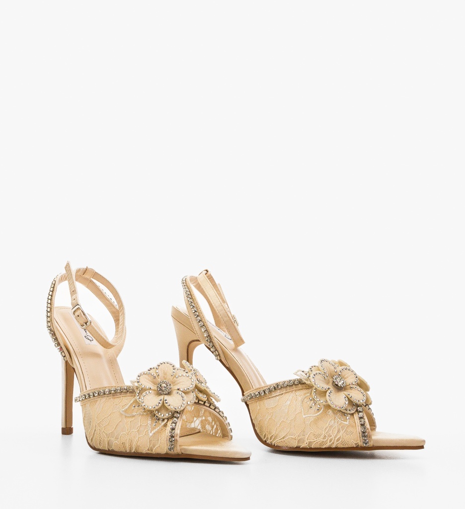 Sandale cu toc Kurtis Bej - 1 | YEO